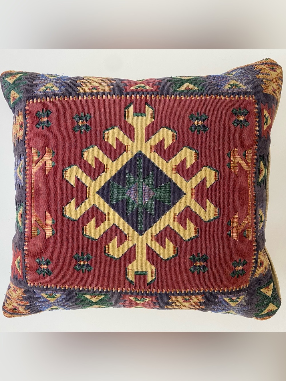 Vintage Kilim-Style Pillow - 16 x 16 down insert included. EUC